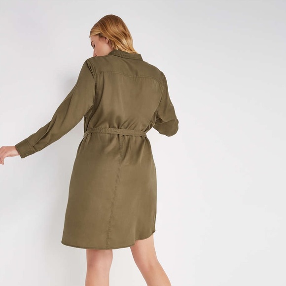 NWT Joe Fresh Women’s Green Tencel Shirt Dress - Picture 4 of 4